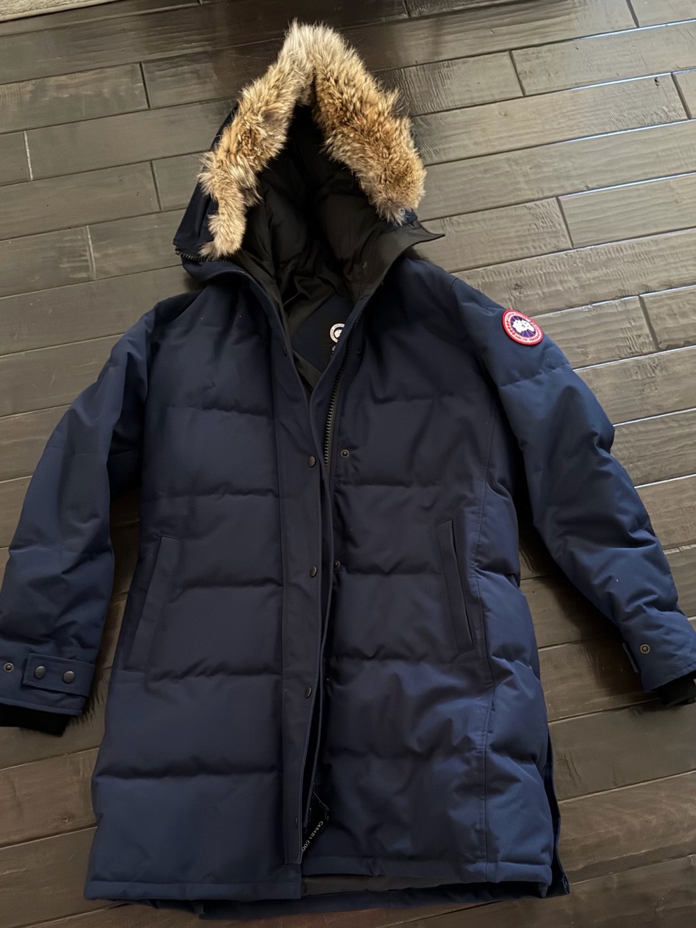 Canada Goose Navy Women’s Shelburne Down Parka with Fur-Trim Hood